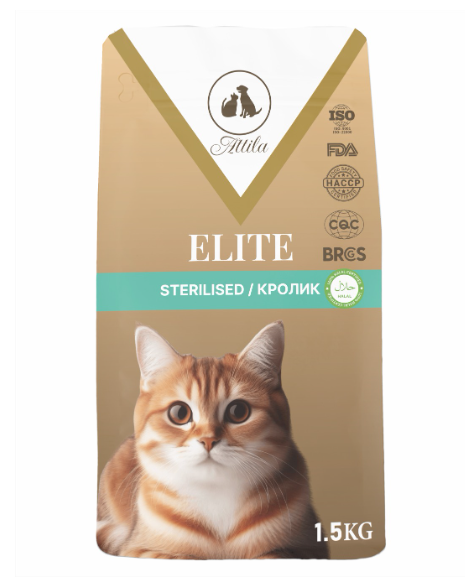 Сухой корм для стерилизованных кошек Attila Elit кролик 1 кг