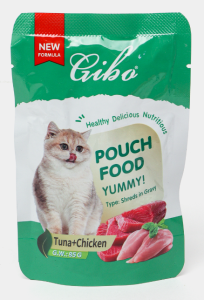 Gibo влажный корм для кошек тунец с курицей в соусе 85 гр
