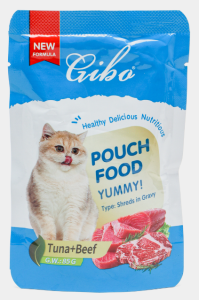 Gibo влажный корм для кошек тунец с говядиной в соусе 85 гр