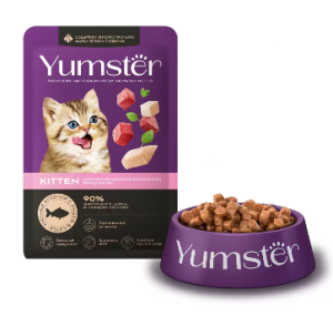 Влажный корм Yumster для котят Мясные кусочки с рыбой в соусе