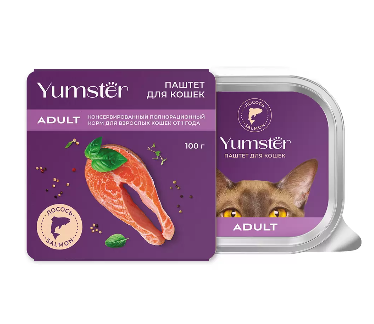 Yumster корм для взрослых кошек Паштет с Лососем