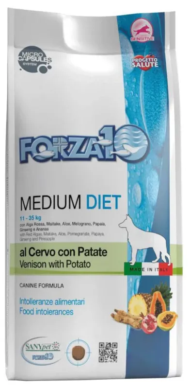 Корм Forza10 Diet Medium, при пищевой аллергии, с олениной и картофелем (с микрокапсулами), 1,5 кг