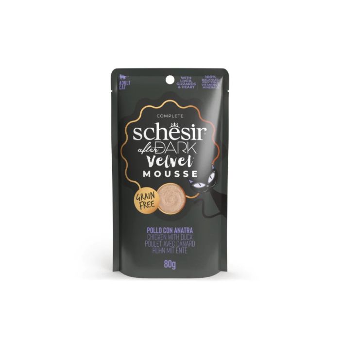 Влажный корм для кошек Schesir After Dark с курицей и уткой, мусс, 80 гр
