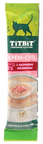 TiTBiT Крем-суп для кошек с кусочками телятины 10 г